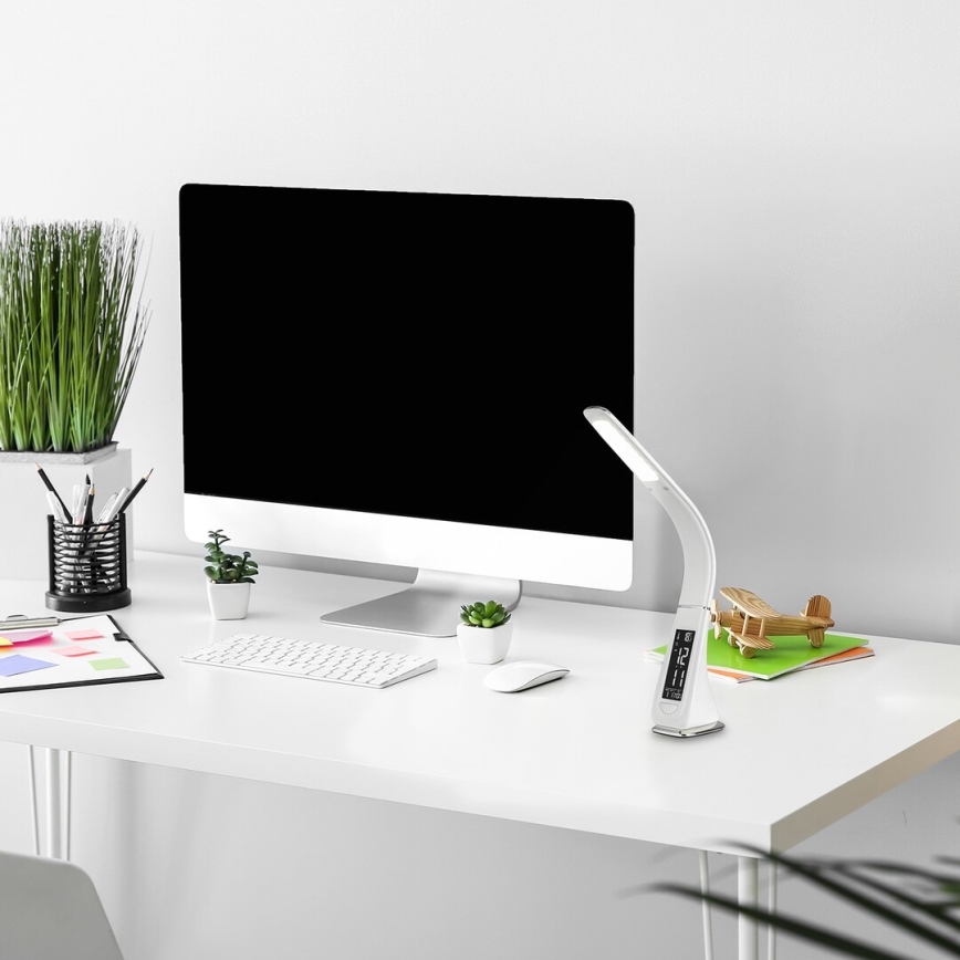 Rabalux - Lámpara de mesa táctil LED regulable con pantalla LED/5W/230V blanco