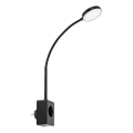 Rabalux - Lámpara de pared LED regulable 4W/230V con puerto USB para conectar a la toma de corriente, negra