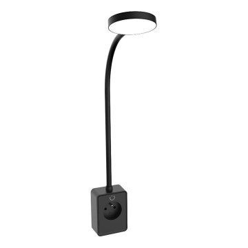 Rabalux - Lámpara de pared LED regulable LED/4W/230V con puerto USB para enchufe 3000/4000/6000K negra
