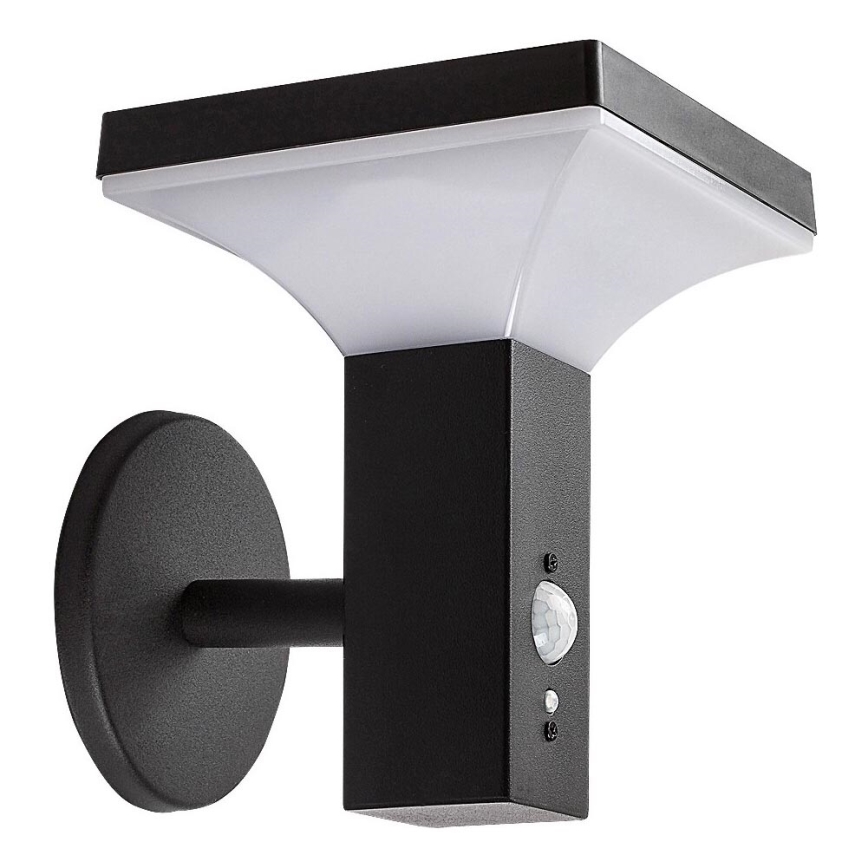 Rabalux - Lámpara de pared solar LED con sensor LED/4W/230V IP44 negra 2200 mAh