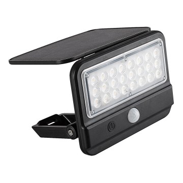 Rabalux - Lámpara de pared solar LED con sensor LED/7W/3,7V IP54 negra 3000 mAh
