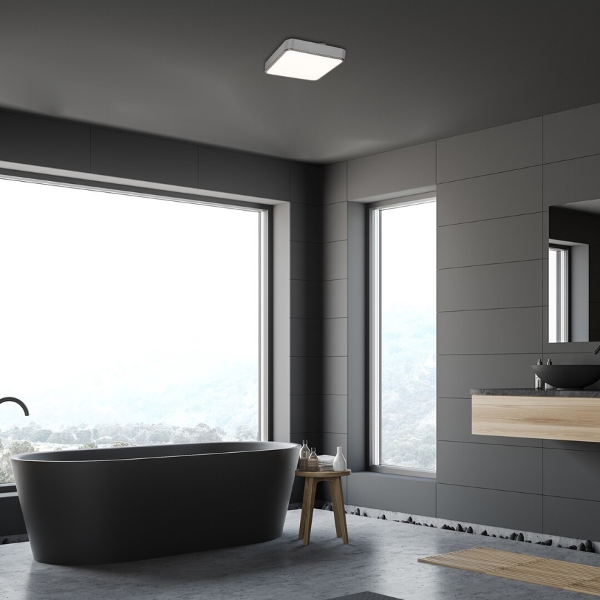 Rabalux - Plafón de techo LED RGB regulable para baño LED/22W/230V 3000-6000K IP44 + mando a distancia 29x29 cm