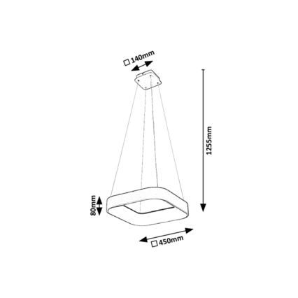 Rabalux - Lámpara colgante LED regulable con cable LED/28W/230V cuadrada 3000-6000K + mando a distancia