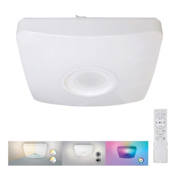 Rabalux - Luminaria de techo LED RGB regulable con altavoz integrado LED/18W/230V 3000-6000K Bluetooth + mando a distancia 36,5x36,5 cm