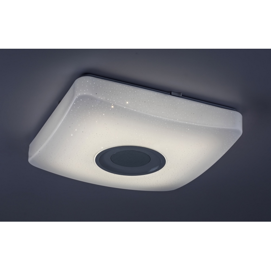 Rabalux - Luminaria de techo LED RGB regulable con altavoz integrado LED/18W/230V 3000-6000K Bluetooth + mando a distancia 36,5x36,5 cm