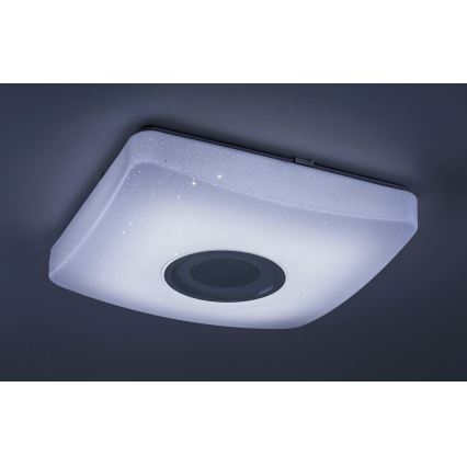 Rabalux - Luminaria de techo LED RGB regulable con altavoz integrado LED/18W/230V 3000-6000K Bluetooth + mando a distancia 36,5x36,5 cm