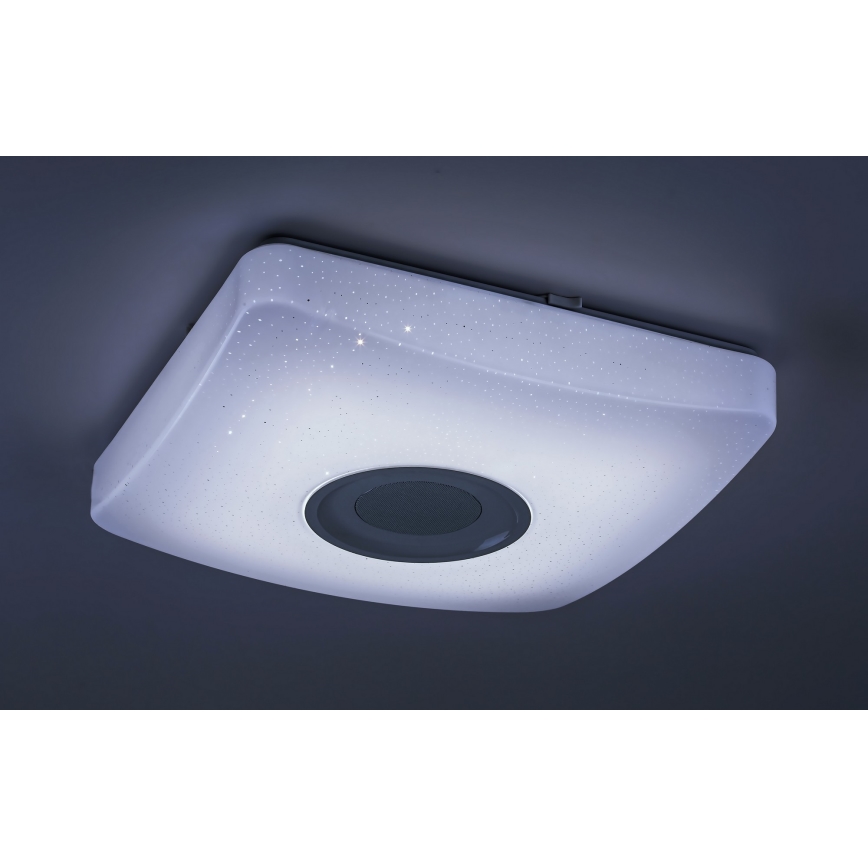 Rabalux - Luminaria de techo LED RGB regulable con altavoz integrado LED/18W/230V 3000-6000K Bluetooth + mando a distancia 36,5x36,5 cm