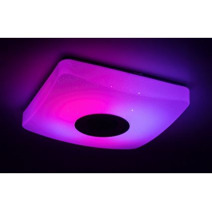 Rabalux - Luminaria de techo LED RGB regulable con altavoz integrado LED/18W/230V 3000-6000K Bluetooth + mando a distancia 36,5x36,5 cm