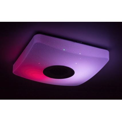 Rabalux - Luminaria de techo LED RGB regulable con altavoz integrado LED/18W/230V 3000-6000K Bluetooth + mando a distancia 36,5x36,5 cm