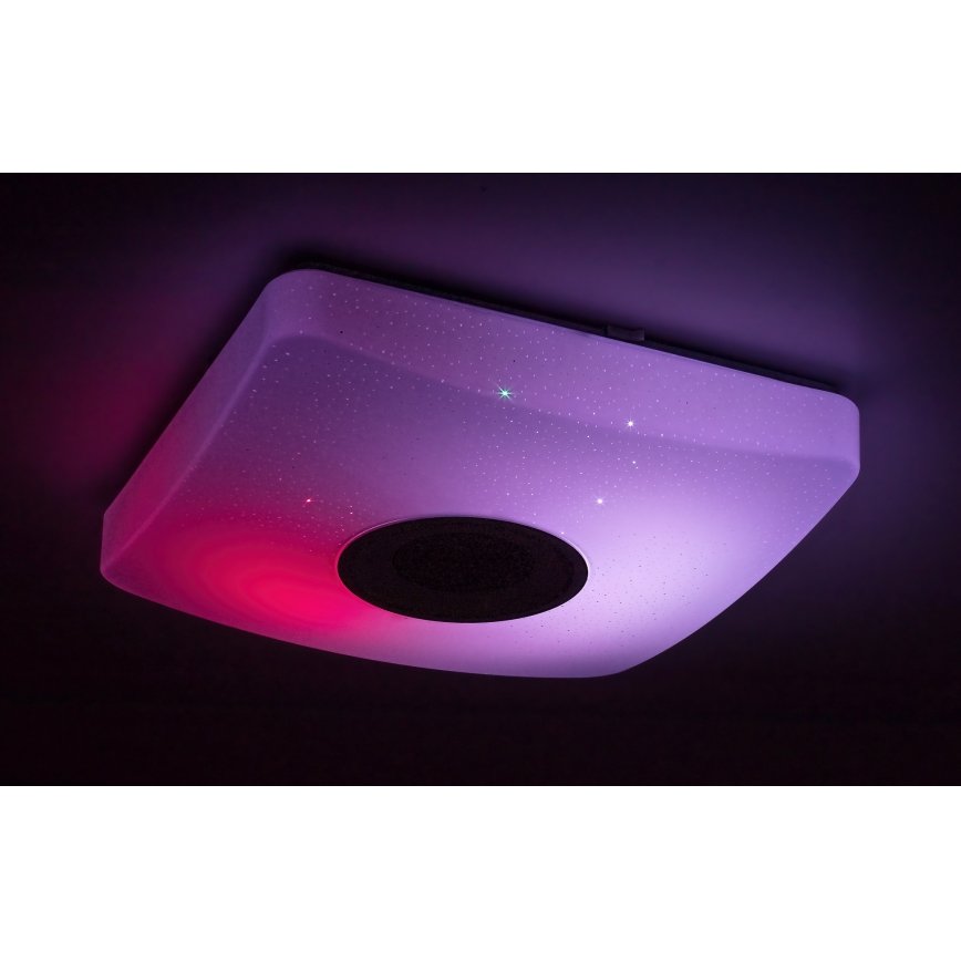 Rabalux - Luminaria de techo LED RGB regulable con altavoz integrado LED/18W/230V 3000-6000K Bluetooth + mando a distancia 36,5x36,5 cm