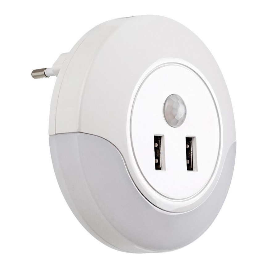 Rabalux - Luz nocturna LED con enchufe integrado con sensor 2xUSB LED/13,9W/230V 3000K