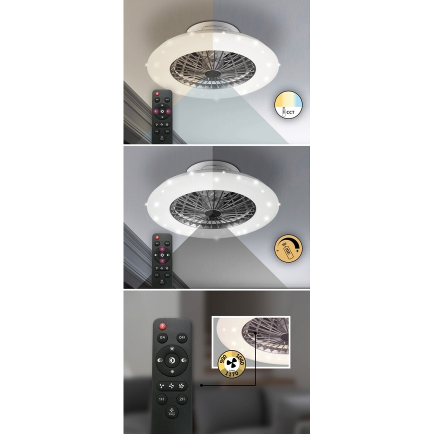 Rabalux - Plafón LED regulable con ventilador LED/30W/230V 3000-6500K + mando a distancia