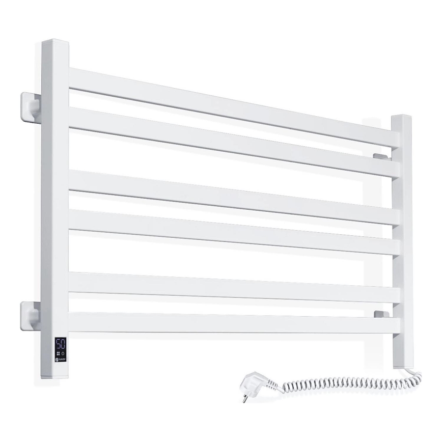 Radiador toallero de baño con termostato AVANGARD 316W/230V 50,6 cm IP44 blanco, con conexión a la derecha, perfil cuadrado
