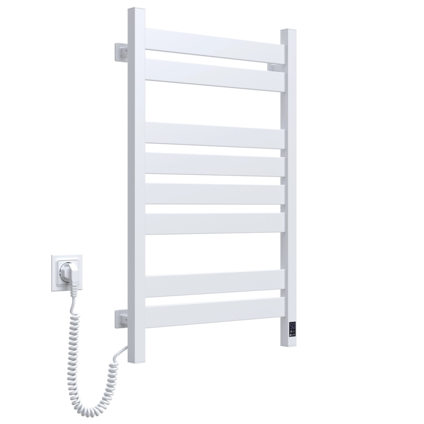 Radiador toallero de baño con termostato LARGO 432W/230V 80,6 cm IP44 blanco, con conexión a la izquierda, rectangular