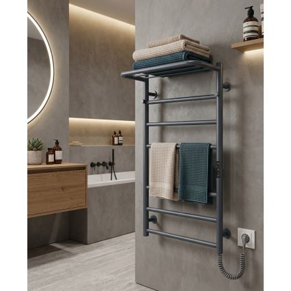 Radiador toallero de baño HOME 95W/230V 77x53 cm inox/antracita conexión derecha