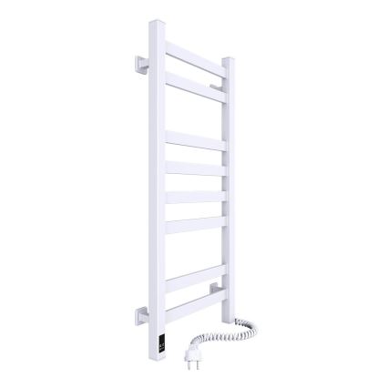 Radiador toallero para baño AVANGARD con termostato 251W/230V, 80,6 cm, IP44, blanco, conexión derecha, diseño cuadrado