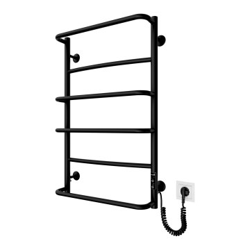 Radiador toallero de escalera para baño LUX 105W/230V 81x52 cm, acero inoxidable/negro, lado derecho