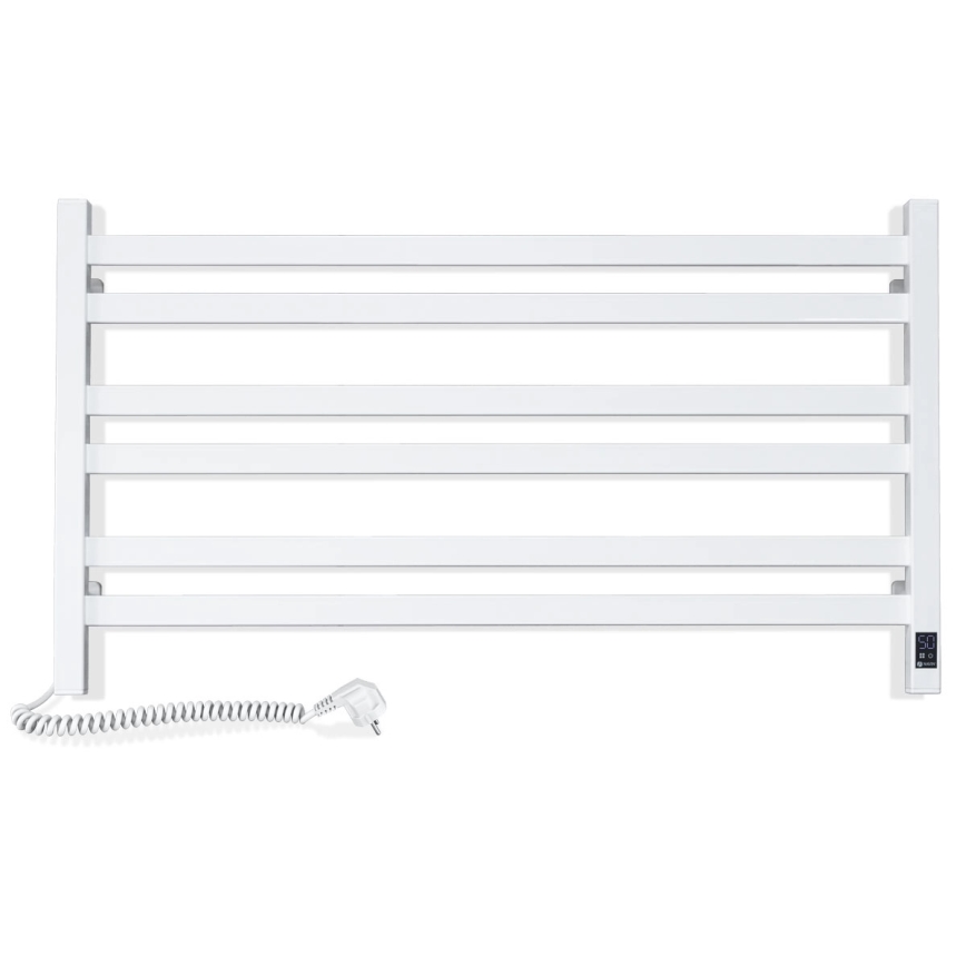 Radiador toallero de baño con termostato AVANGARD 300W/230V, 50,6 cm, IP44, blanco, izquierdo, de perfil cuadrado