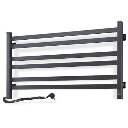 Radiador toallero tipo escalera para baño con termostato AVANGARD 316W/230V 50,6 cm IP44, negro, izquierdo, de diseño cuadrado
