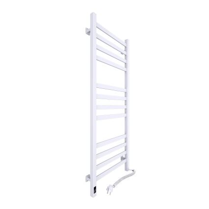 Radiador toallero de escalera para baño con termostato AVANGARD 459W/230V 120,6cm IP44, blanco, conexión derecha, perfil cuadrado