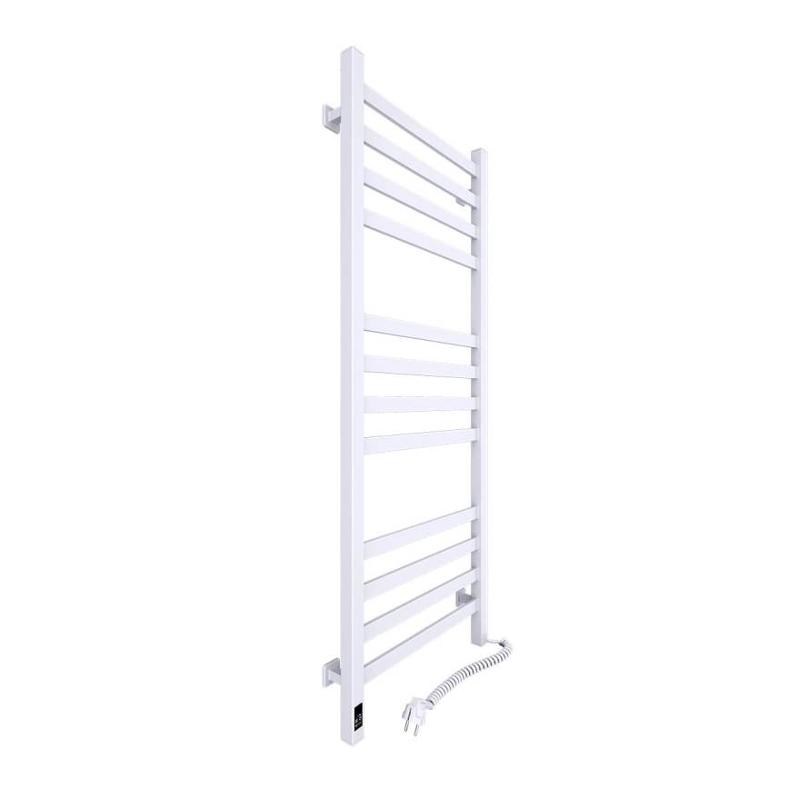 Radiador toallero de escalera para baño con termostato AVANGARD 459W/230V 120,6cm IP44, blanco, conexión derecha, perfil cuadrado