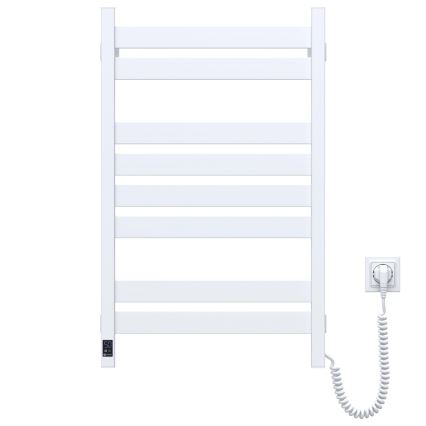 Radiador toallero para baño LARGO con termostato 432W/230V, 80,6 cm, IP44, blanco, conexión derecha, perfil cuadrado