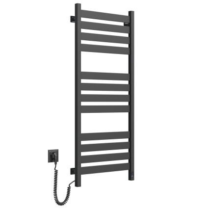 Radiador toallero para baño con termostato LARGO 541 W/230 V 120,6 cm IP44 negro izquierdo de perfil cuadrado