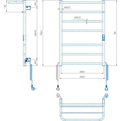 Radiador toallero para baño HOME 95W/230V 77x53 cm acero inoxidable/cromado, lado derecho