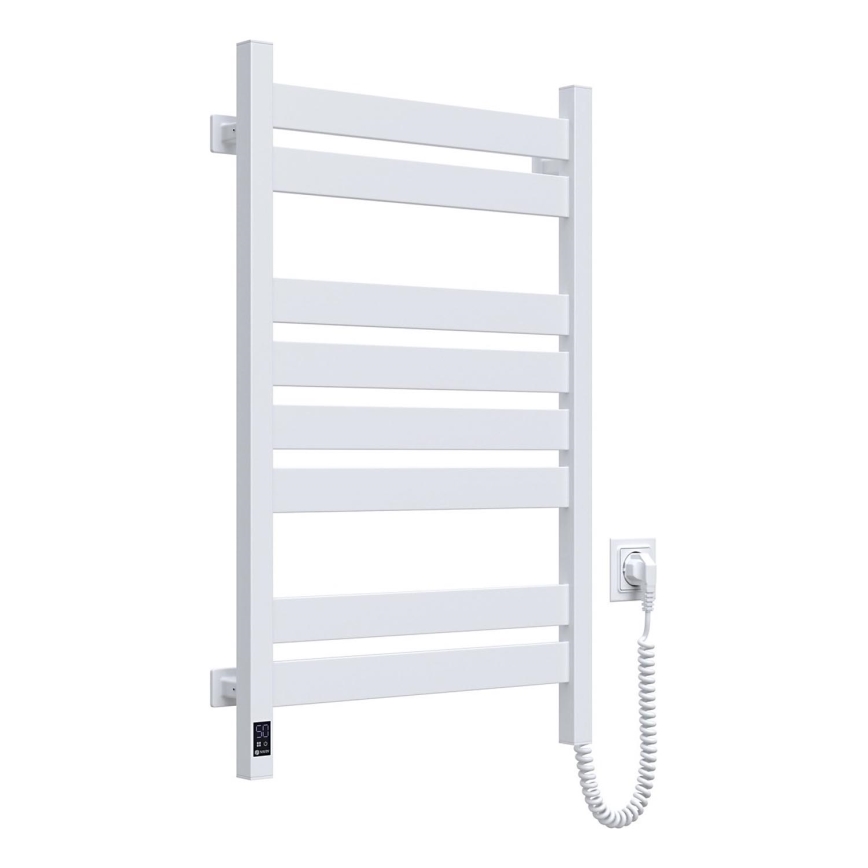 Radiador toallero para baño LARGO con termostato 432W/230V, 80,6 cm, IP44, blanco, conexión derecha, perfil cuadrado