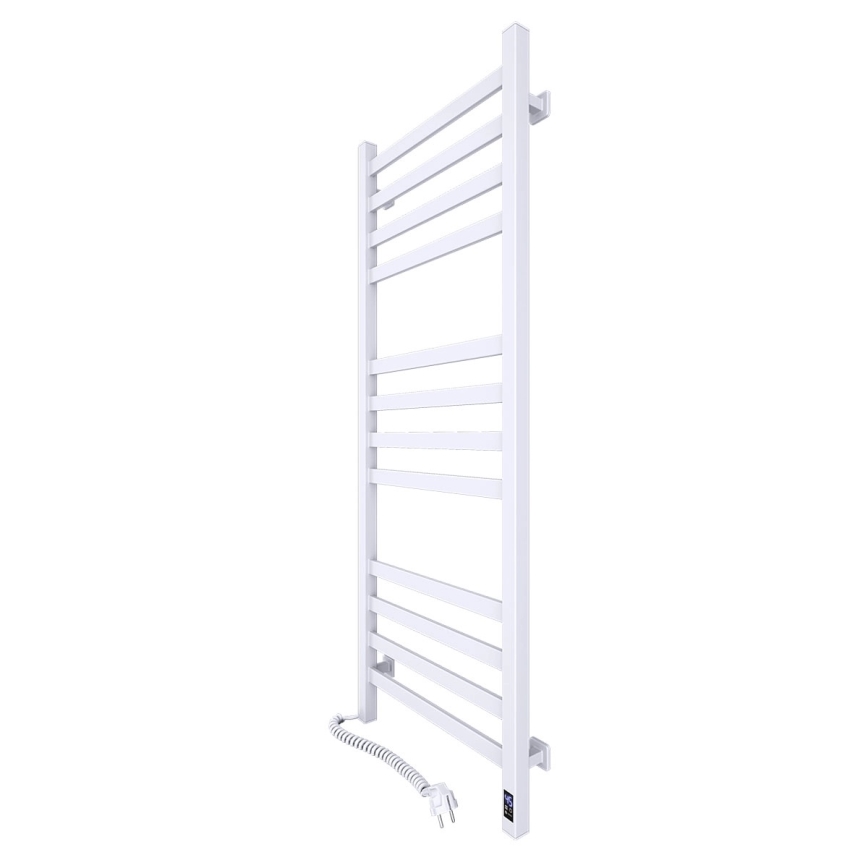 Radiador toallero para baño AVANGARD con termostato 459W/230V 120,6 cm IP44 blanco, lado izquierdo, de perfil cuadrado