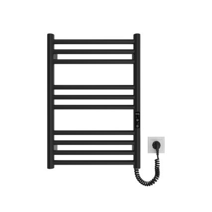 Radiador toallero tipo escalera para baño HF GREENWICH 100W/230V 57x43 cm, negro, conexión derecha, tubos redondos