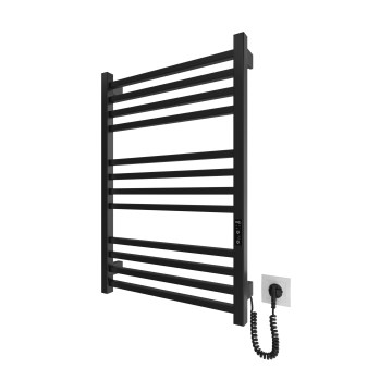 Radiador toallero tipo escalera para baño HF LONDON 165W/230V 77x53 cm, negro, lado derecho