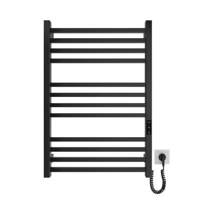 Radiador toallero tipo escalera para baño HF LONDON 165W/230V 77x53 cm, negro, lado derecho