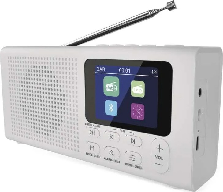 Radio DAB DAB+ FM 3W/5V/4xAA blanco