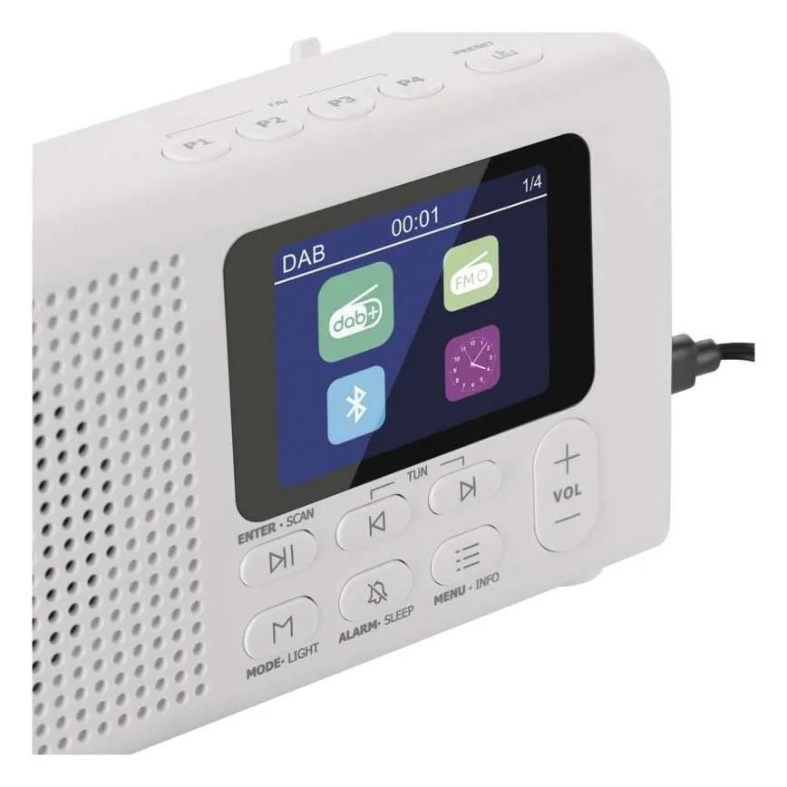Radio DAB DAB+ FM 3W/5V/4xAA blanco