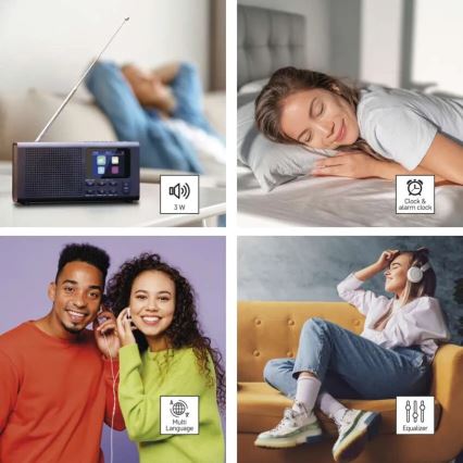 Radio DAB DAB+ FM 3W/5V/4xAA negro