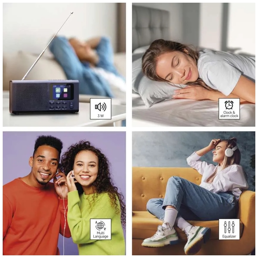 Radio DAB DAB+ FM 3W/5V/4xAA negro