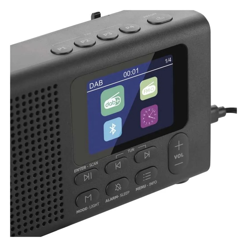 Radio DAB DAB+ FM 3W/5V/4xAA negro
