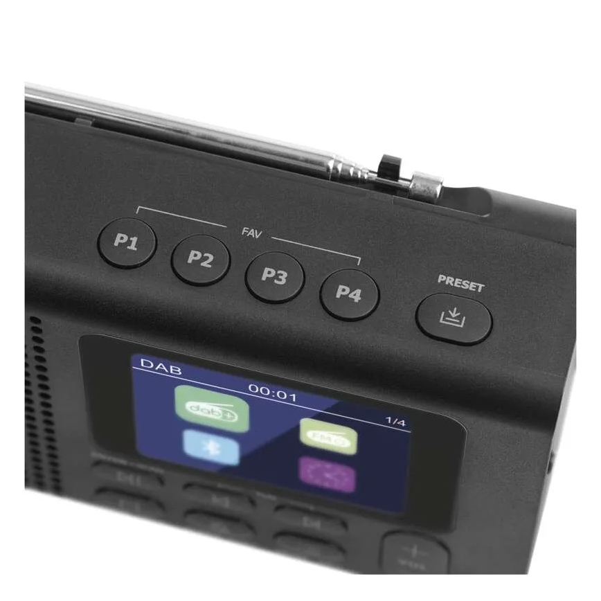 Radio DAB DAB+ FM 3W/5V/4xAA negro