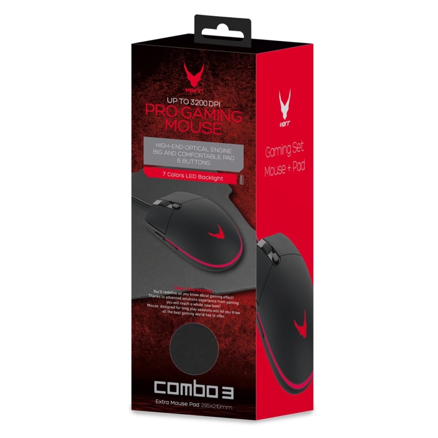 Ratón LED para juegos con almohadilla VARR 1000/1600/2400/3200 DPI