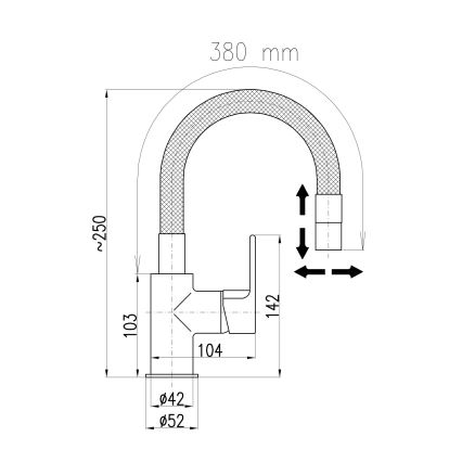 RAV Slezák CO119.0/15 - Grifo de fregadero con caño flexible COLORADO 25 cm negro/cromo brillante