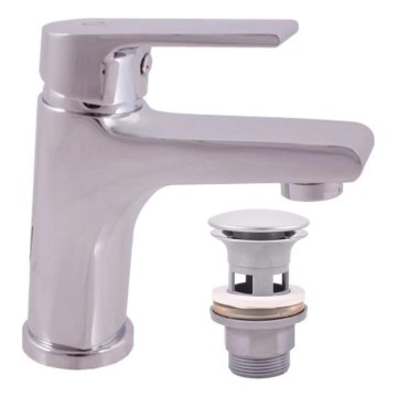 RAV Slezák CO127.0 - Grifo de lavabo + desagüe COLORADO 14,3 cm, cromo brillante