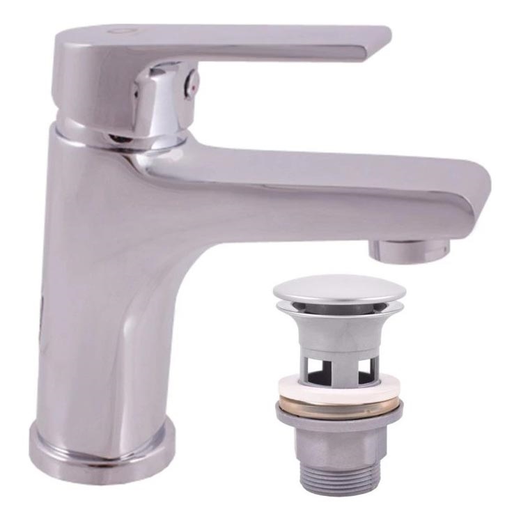 RAV Slezák CO127.0 - Grifo de lavabo + desagüe COLORADO 14,3 cm, cromo brillante