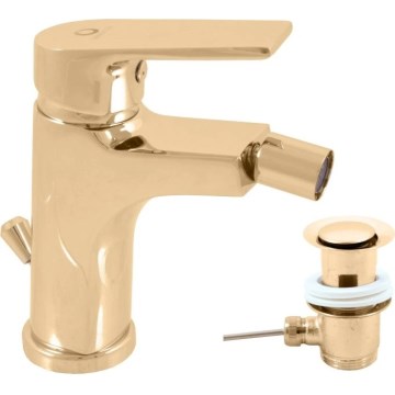 RAV Slezák CO145.0KZ - Grifo para bidé + desagüe COLORADO 14,3 cm, acabado dorado brillante