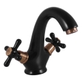 RAV Slezák MK128.0CMATSM - Grifo de lavabo MORAVA RETRO 16 cm, negro/latón
