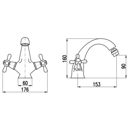 RAV Slezák MK143.0SM - Grifo para bidé + válvula de desagüe MORAVA RETRO 16 cm, latón envejecido