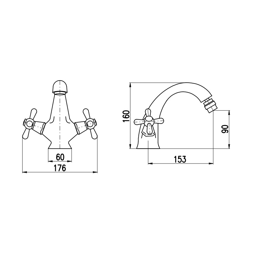 RAV Slezák MK143.0SM - Grifo para bidé + válvula de desagüe MORAVA RETRO 16 cm, latón envejecido