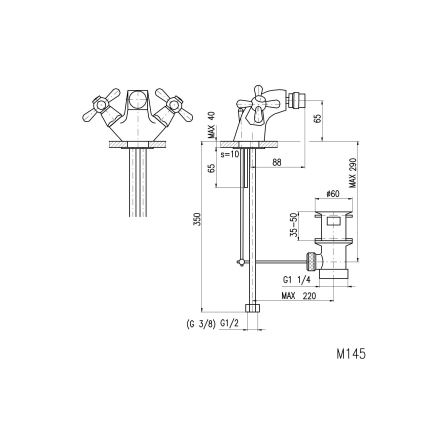 RAV Slezák MK145.0 - Monomando para bidé + desagüe MORAVA 6,5 cm cromo brillante