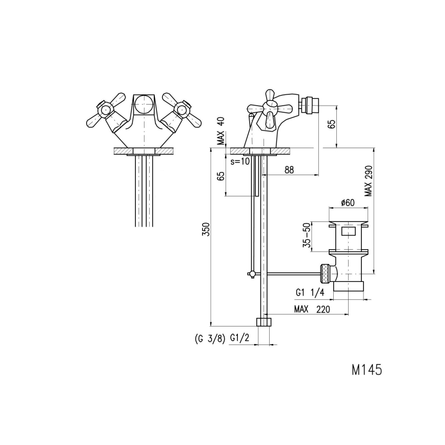 RAV Slezák MK145.0 - Monomando para bidé + desagüe MORAVA 6,5 cm cromo brillante