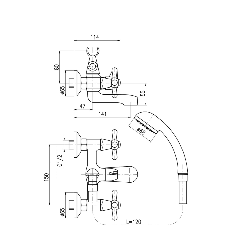 RAV Slezák MK154.5/1 - Juego de bañera con grifo MORAVA, cromo brillante